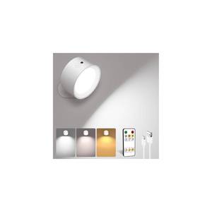 lot 1446 image: AMETHEUS LED Wall Mounted Lights, Rechargeable Wall Sconces Lamp, 3 Color Temps & Remote and Touch, 360°Rotation Dimmable Cordless Wall Light for Study Bedroom Reading Bedside(White, 1 Pack)