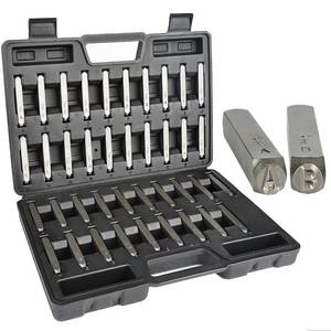lot 1458 image: Metal Stamp Number & Letter Punch Set (39 Piece - Industrial Grade Steel Stamps) 14 Letters A-Z, Numbers 0-9, and 4 Extra Symbols - Hard Shell Plastic Storage Case