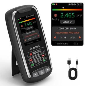 LifeBasis Radon Detector with TFT Color Display First Data Display in 6 Hours, Portable Radon Monitor for Home Rechargeable Radon Tester Long Data Storage with Visual and Audible Alarm pCi/L or Bq/m