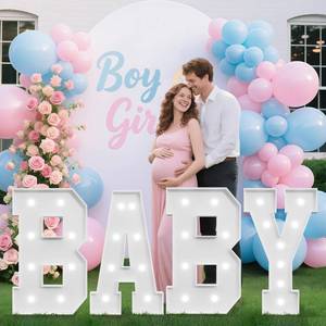 lot 1490 image: Tongjoy 3FT Baby Marquee Letters, Baby Letters for Baby Shower Decorations for Girl Boy, Large Light Up Letter 3 Feet Tall for Gender Reveal Party Supplies, Colorful Sign, Backdrop