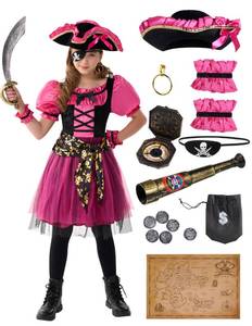lot 1494 image: Spooktacular Creations Halloween Costumes for Girls, Kids Pirate Costume, Magenta Pirate Dress for Toddler Girls Halloween Princess Role Play Parties(Toddler(3-4 yrs))
