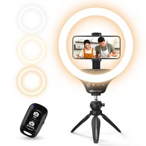lot 1514 image: UBeesize 10 Selfie Ring Light with Tripod Stand & Phone Holder, Dimmable LED Ring Light for Makeup, Live Streaming, YouTube, TikTok, Compatible with iOS & Android Phones