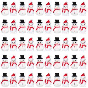lot 1538 image: Soaoo 50 Pcs Winter Mini Snowman Figurines 2 Types Tiny Resin Snowman Decoration with Top Hat Xmas Micro Landscape Ornament Mini Garden Dollhouse Accessories for Crafts DIY Xmas Winter Party