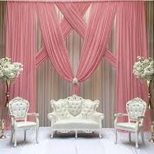 lot 1202 image: Rose Pink Silk Chiffon Fabric Curtain