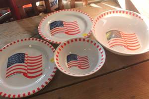 lot 3267 image: fAmerican the Beautiful Plastic Dishes