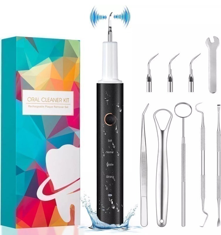 lot 432 image: New Oral Cleaner Kit Plaque Remover SetStain RemoverUltrasonic Tooth Cleaner Kit, Black�
