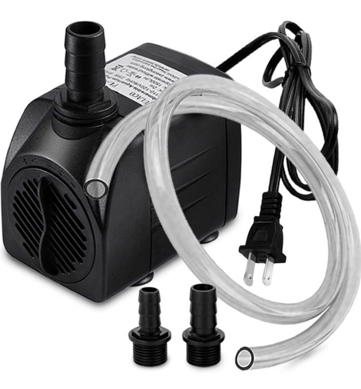 lot 325 image: New PULACO 400GPH Submersible Water Pump w 5ft Tubing, 25W durable fountain water pump for Pond Fountain, Aquariums Fish Tank, Statuary, Hydroponics