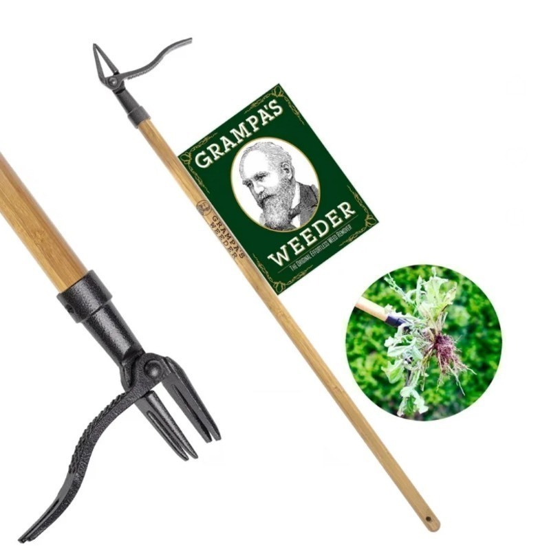 lot 343 image: Grampas Weeder - The Original Stand Up Weed Puller Tool With Long Handle - Made With 4-Claw Steel Head Design