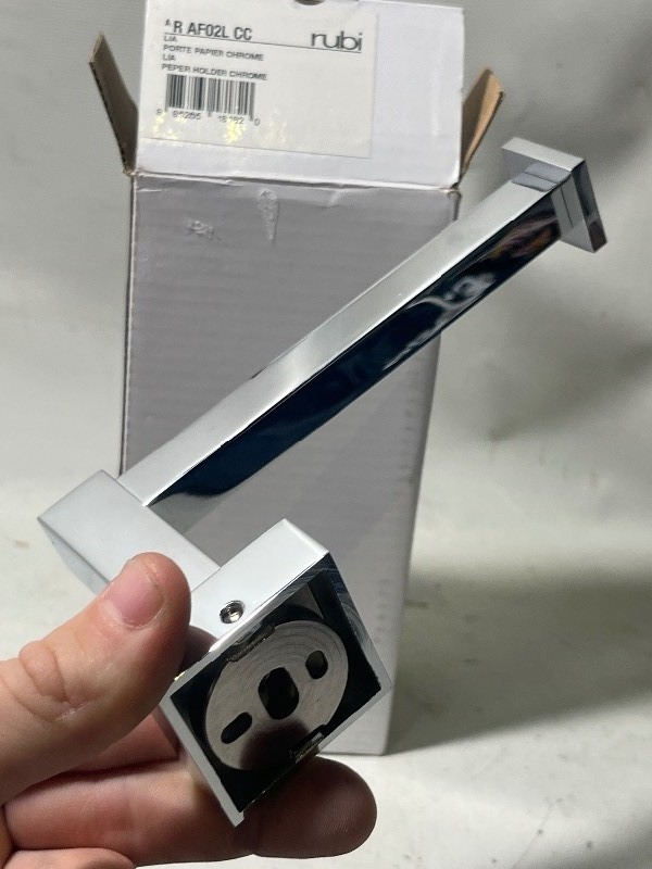 lot 557 image: Rubi Modern Toilet Paper Holder Chrome Square Tissue Holders Roll