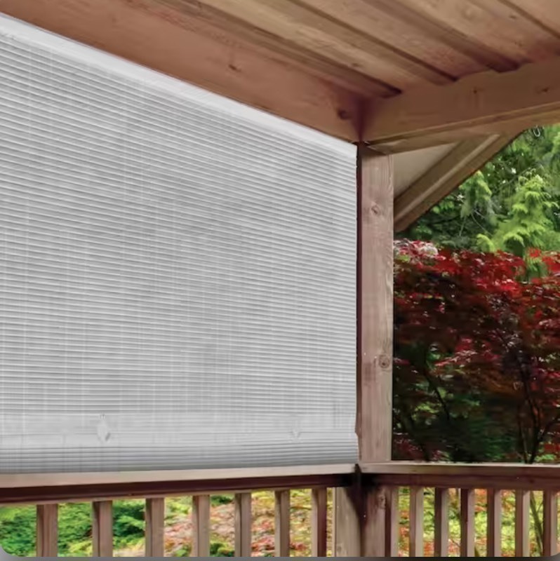 lot 569 image: White Cordless Light Filtering UV Protection PVC Manual Roll-Up Sun Shade 60 in. W x 72 in. L