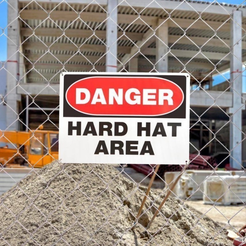 lot 410 image: Bundle of 6 Danger Hard Hat Area Signs 10 x 14