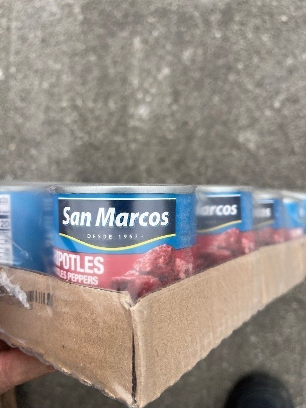 lot 246 image: Case of 247.5oz San Marcos - DESDE 1957. CHIPOTLES - CHIPOTLES PEPPERS IN ADOBO SAUCE - Great for Salsa Making Retails $60