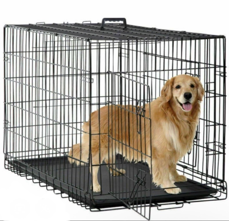 lot 6 image: Quality Dog Pet Crate 48 - Easy Set Up - TY-PC1200-Black - dog not included