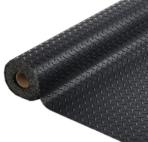 lot 14 image: Garvee XL Garage Floor Mat, 2.8mm x 75x 20 Thickened Diamond Plate PVC, Non-Slip Waterproof Garage Car Parking Mat for Great Protection - Black