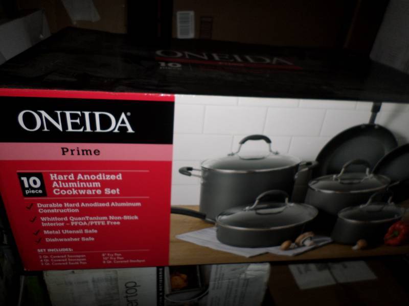 lot 4634 image: ONEIDA 10PC HARD ANODIZED ALUMINUM NONSTICK COOKWARE