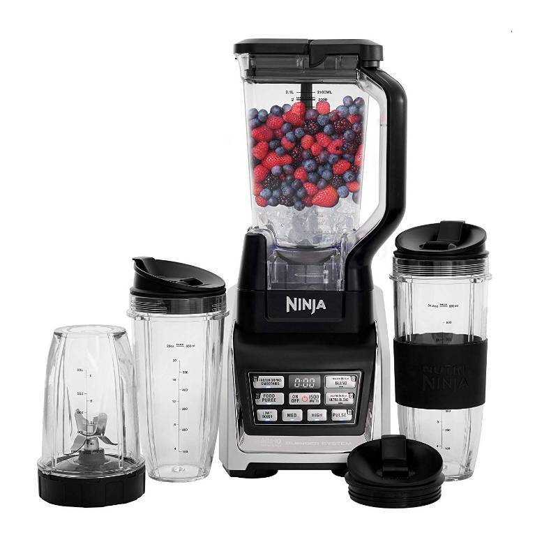 lot 4618 image: Nutri Ninja Personal and Countertop Blender with 1200-Watt Auto-iQ Base, 72-Ounce Pitcher, and 18, 24, and 32-Ounce Cups with Spout Lids (BL642)