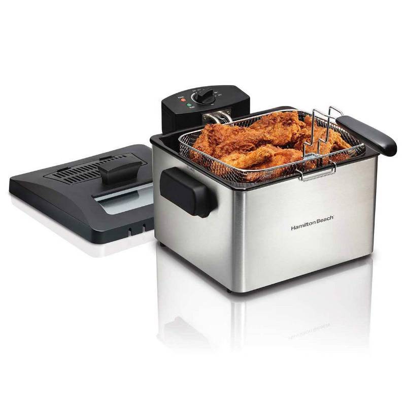 lot 4626 image: Hamilton Beach 35042 Professional Home 21 Cup 1 Basket Electric Deep Fat Fryer