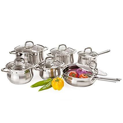 lot 4628 image: Alpine Cuisine 12-Piece Stainless Steel Cookware Set