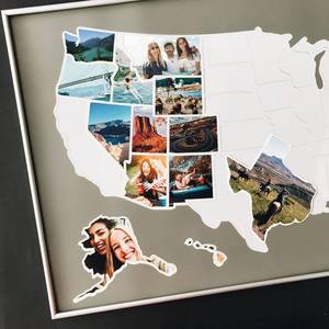 lot 8715 image: $56 USA Photo Map - 50 States Travel Map, 24 x 36 in, Unframed Gray