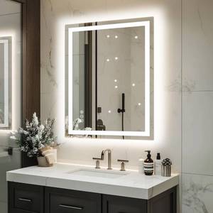 lot 8720 image: $80 32x 24 LED Bathroom Mirror with Lights, Dimmable, Double Lights
