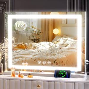 lot 8723 image: $54 Makeup Vanity LED Mirror 24x19 10X, Dimmable, Touch Control