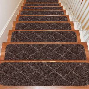 lot 8727 image: $70 Seloom Stair Treads Non-Slip Carpet Rubber Backing 9x36 15-Pack