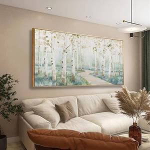 lot 8738 image: $76 Framed Wall Art Decor Colorful Forest Path Canvas 20 40 in