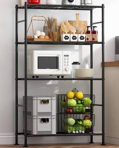 lot 8745 image: 4-Tier Storage Shelves, Unit, 33W x 12.6D x 57.2H, Black