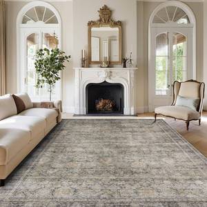lot 8748 image: $100 Washable 8x10 Area Rug - Ultra Soft Faux Wool, Non-Slip, Low Pile