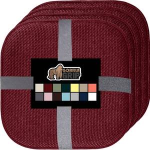 lot 8756 image: $53 Gorilla Grip Slip-Resistant Chair Cushions 16x16 Set of 4 Wine