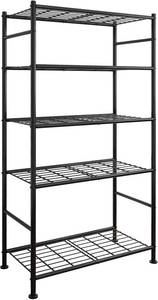 lot 8758 image: 5-Tier Shelf Organizer, Heavy-Duty Shelving, Black 33x12.6x72