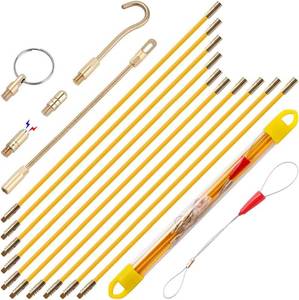 lot 8781 image: 33 Fiberglass Wire Pulling Fish Tape Kit with 5 Attachments Case