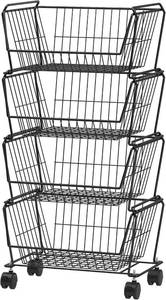 lot 8788 image: $63 PUSDON 4-Tier Stackable Storage Baskets, Anti-Rust Rack, Black