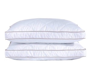 lot 8789 image: puredown Goose Feathers & Down Pillow, Gusseted King, Set of 2