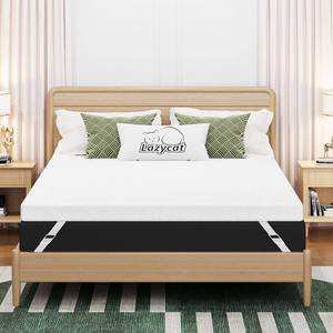 lot 8792 image: $90 Full Memory Foam Mattress Topper 3 in, Back Pain Relief, Cover