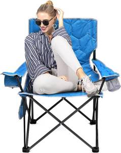 lot 8797 image: $70 SUNNYFEEL Oversized Folding Camping Chair 500 Lbs Heavy-Duty, Blue
