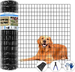 lot 8833 image: $80 Welded Wire Fence 50ft x 48in, PVC Coated 16GA Mesh, Black