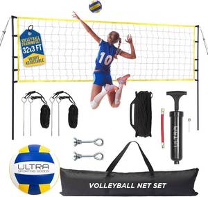 lot 8836 image: $50 Volleyball Net 32x3 ft Regulation Set with Bag, Poles & Pump
