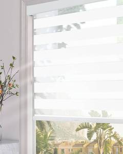 lot 8837 image: $63 Persilux Blackout Zebra Blinds 23x47 White, Cordless Zebra Shades