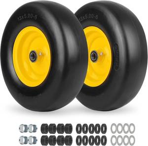 lot 8843 image: $83 Flat Free Lawn Mower Tire & Wheel, Bearing Bore 3458, 2-pcs