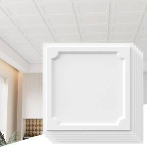 lot 8848 image: $90 24-Pcs 24x24 Drop Ceiling Tiles, 2x2 ft PVC FireRated 96 SqFt