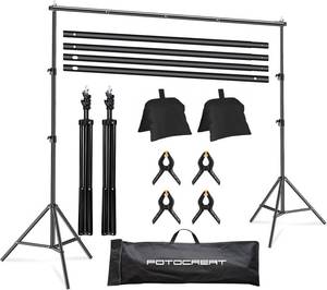lot 8880 image: Backdrop Stand Kit 10x6.5ft Adjustable Background System Carry Bag