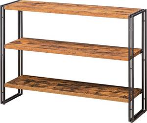 lot 8888 image: $133 3-Tier Horizontal Bookshelf, Industrial Book Shelf, Rustic Brown