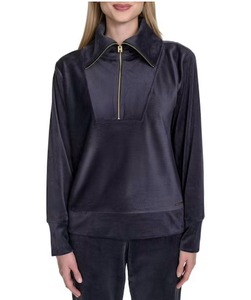 lot 8914 image: Halston Womens Velour Quarter-Zip Pullover Size medium