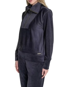 lot 8916 image: Halston Womens Velour Quarter-Zip Pullover Size XL