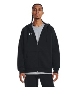 lot 8946 image: Under Armour Mens Rival Fleece Full Zip Hoodie BlackWhite Size M
