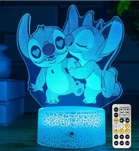 lot 8963 image: Stitch & Angel 3D Lamp with Remote Nighlight