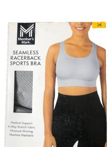 lot 8986 image: Members Mark Womens Seamless Racerback Medium Support Sports Bra SIZE MEDIUM