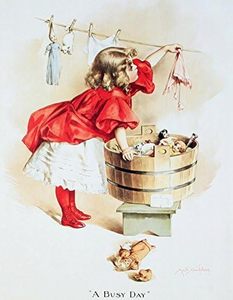 lot 9012 image: IVORY SOAP Girl Vintage Metal Sign, Laundry Art Tin Dolls, 12x16