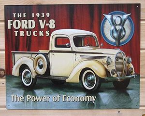 lot 9013 image: ShopForAllYou Vintage Decor Signs 1939 Ford V8 Pickup Tin Sign